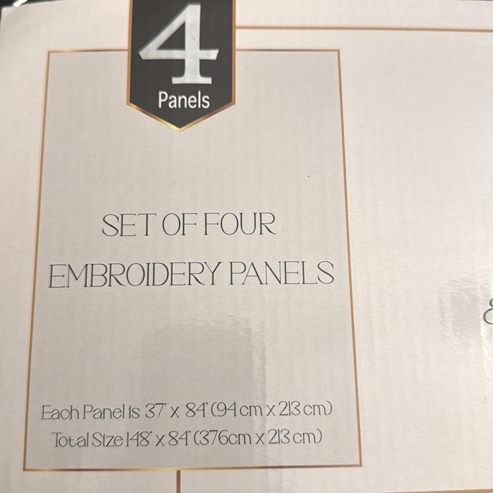 FLORA Collection Set Of 4 Embroidery Panels - White -37"x84" - Picture 3 of 13